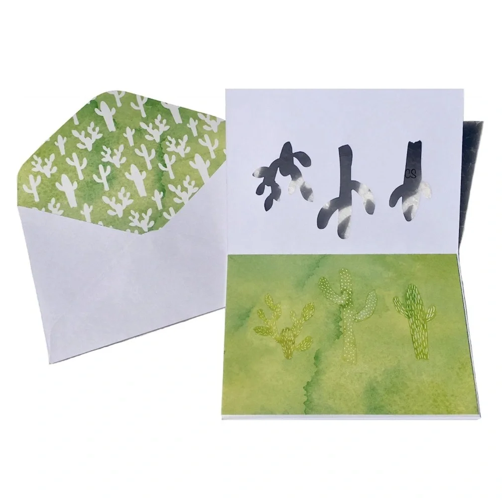 Molly & Rex Window Boxed Cactus Trio Laser Cut Thank You Note Cards (13798) 10ct